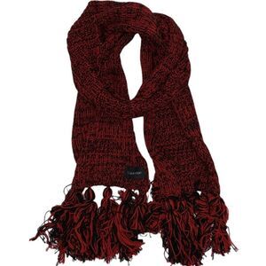 Calvin Klein Knit Fringe Scarf Red and Black